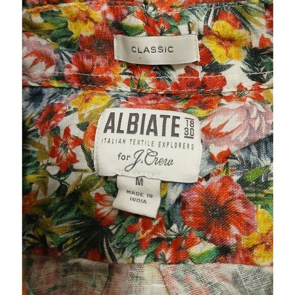 J crew mens medium ALBIATE 100% ITALIAN linen casual shortsleeve shirt green - Picture 5 of 8